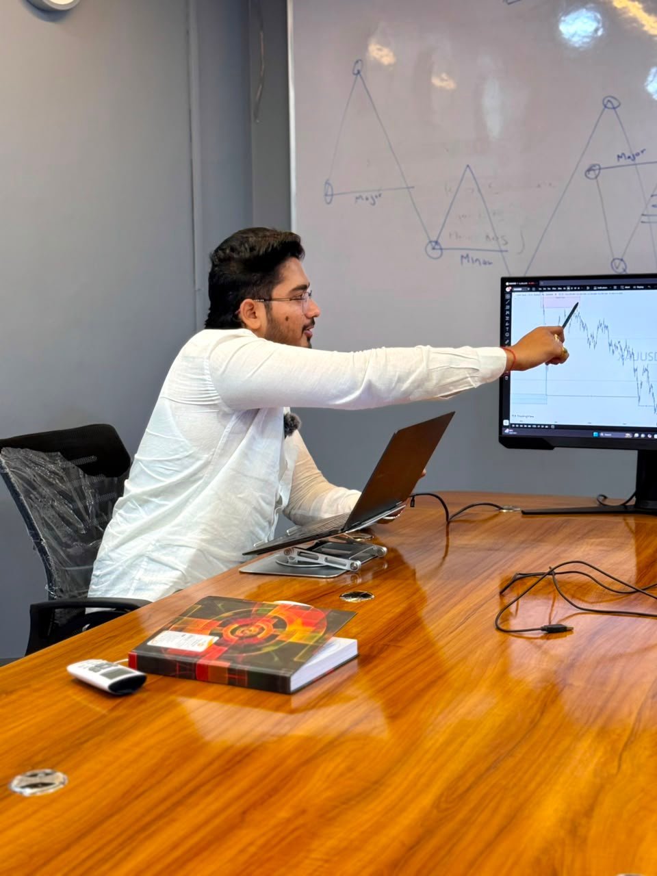 Mentor breaking down a live chart